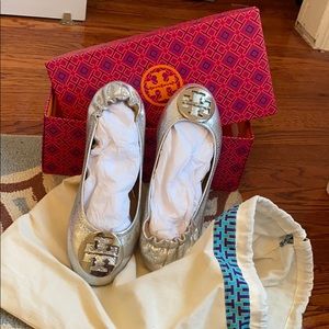Tory Burch Silver Flats